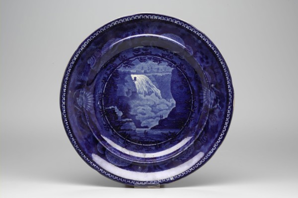 Falls of Mount Morency, Quebec Plate, between 1820 and 1840, white earthenware with blue