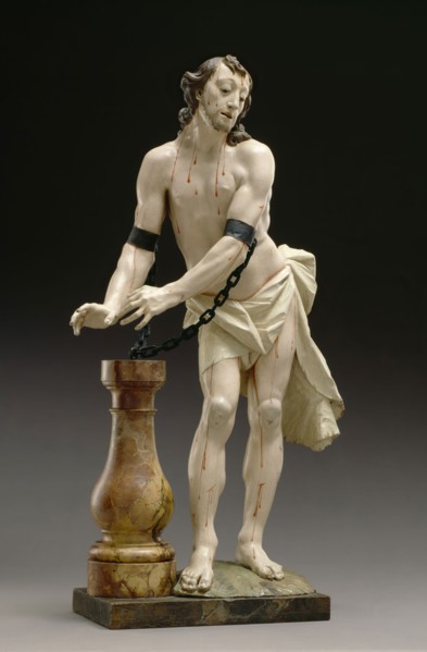 Franz Ignaz Günther, German, 1725-1775, Christ at the Column, 1754, Lindenwood with polychrome