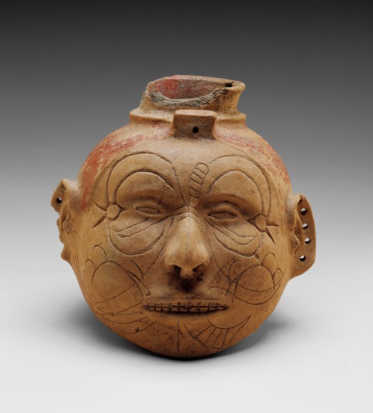 Head Effigy Vessel, between 1300 and 1500, buffware with red slip pigment, Overall: 6 3/8 × 7 × 7