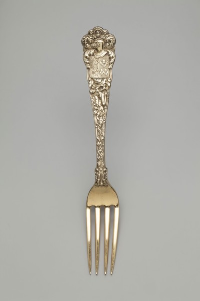 Tiffany and Company, American, established 1837, Fork, 1884, sterling silver, gilt, Overall: 7 1/8