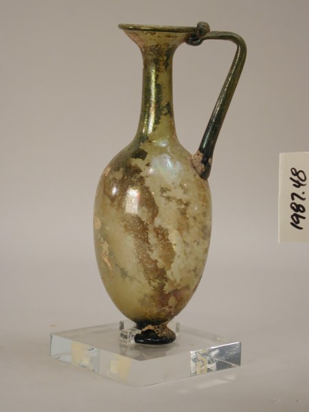 Roman, Pitcher, 4th Century AD, Free-blown, Including handle: 8 x 3 5/8 in. ( 20.3 x 9.2 cm)
