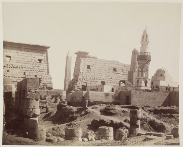 Anonymous Artist, Inside First Court with Mosque of Abu Haggag, Temple of Luxor, Looking North.,