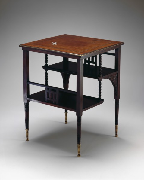 attributed to A. and H. Lejambre, American, 1865 - 1907, Table, ca. 1880, mahogany, rosewood inlaid
