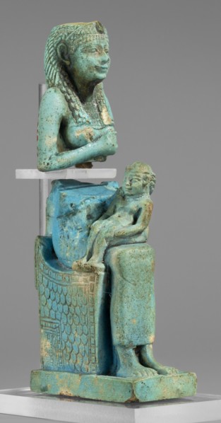 Figurine of the goddess Isis nursing Horus; maker, Harpocrates myth., Isis myth.; Egyptian deities,