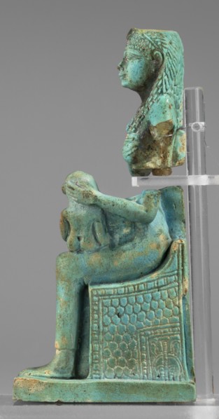 Figurine of the goddess Isis nursing Horus; Harpocrates myth., Isis myth.; Egyptian deities; female