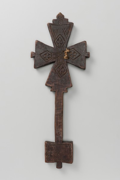 Hand-made Ethiopian cross. The arms are triangular with projections in the center of each arm,