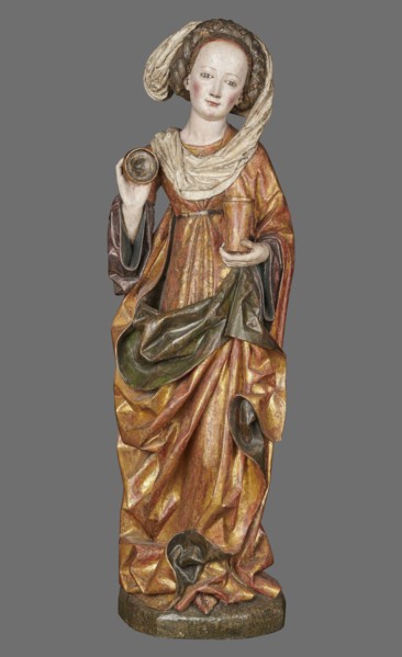 Figure of St. Mary Magdalene, ca. 1480, Southern Germany. Hollow wall sculpture, height 115.0 cm,