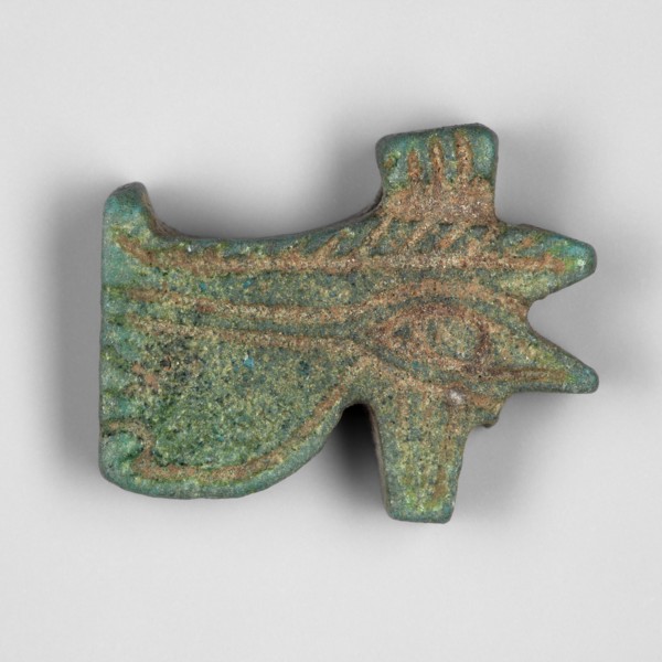 Amulet — udjat eye; maker, udjat eyes; carefully finished amulet in the shape of an udjat eye with