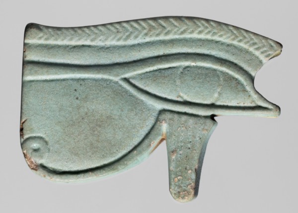 Amulet - udjat eye;, Amulet in the shape of an udjat eye with very carefully carved details; the