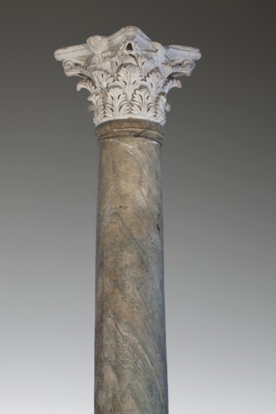 Column with Corinthian capital, Column of blue-green marble with a white marble capital. The smooth