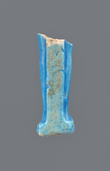 Shabti legs, Mummy-shaped figurine fragment: legs preserved from the knees down. Feet rest on a