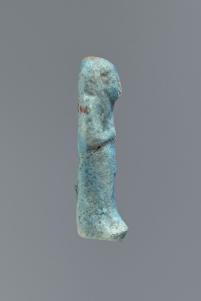 Ushabti, Mummy-shaped figurine, funerary offering, impressed in a mold, carelessly made of faience.