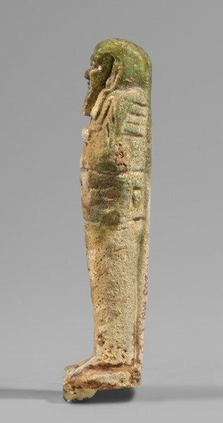 Ushabti, Wigs, funerary figurines, hoes, inscriptions, grave goods. Mummy-shaped figurine, standing
