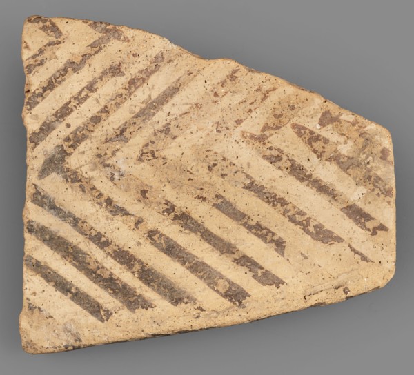 Fragment of a bowl spout, unknown northern Mesopotamian workshop; painted pottery with geometric