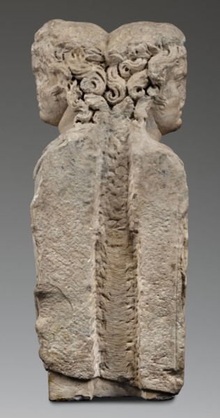 Double herm with heads of Apollo, unknown Roman workshop; sculpted Roman marble herm; subject: