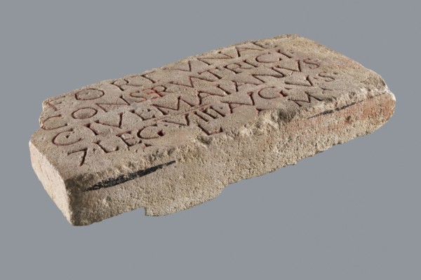 Slab with a Latin votive inscription for Fortuna Conservatrix. Limestone slab with a smoothed front