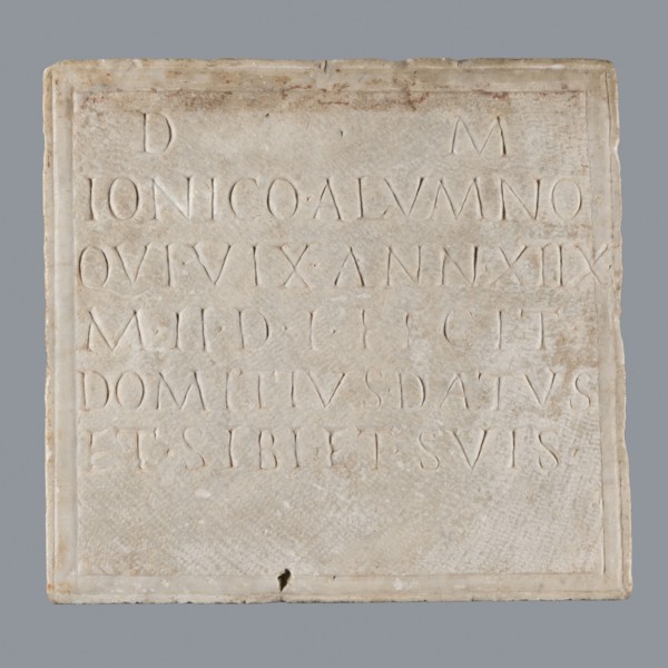 Latin grave inscription, unknown author, 2nd century, Roman Empire 27 BC–476, slab epitaph, grave