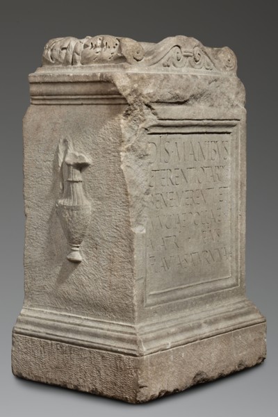 Funerary altar of Lucius Terentius Tarpius and Mucia Polla with Latin inscription, unknown Roman