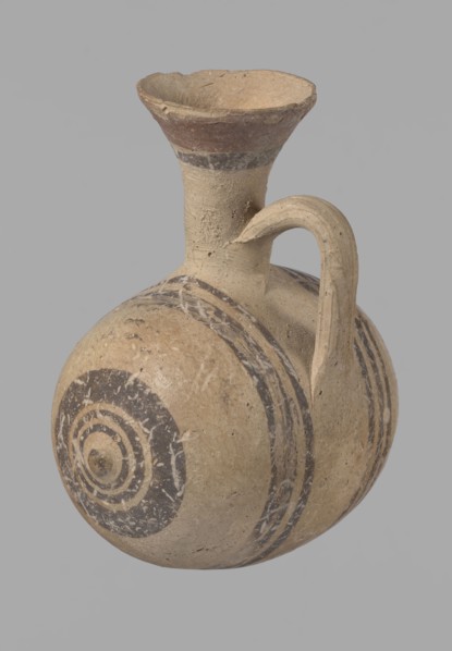 Cypriot gourd jug, Excavated at Nea Paphos Cyprus. Cypriot pottery, Cypriot Bichrome Ware III.