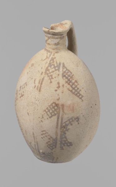 Jug, Excavated at Nea Paphos Cyprus. Cypriot pottery, Bronze Age Cypriot White Painted I. Jug with