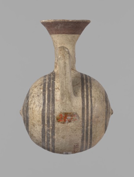Cypriot gourd jug, A small vessel with a barrel-shaped gourd-shaped body, without a foot, with a
