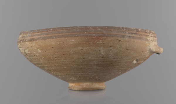Bowl, excavations at Nea Paphos Cyprus — Bronze Age, 1650–1200 BC. Ceramic footed bowl/goblet on a