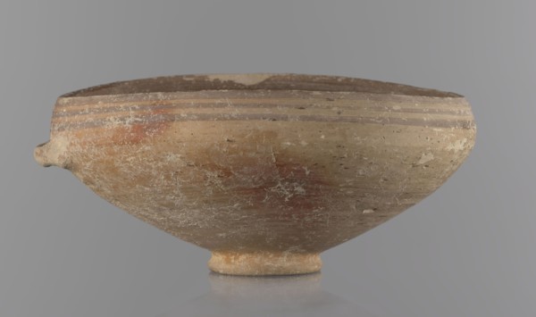 Bowl, excavations at Nea Paphos Cyprus — Bronze Age, 1650–1200 BC. Ceramic footed bowl goblet on a