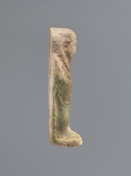 Shabti, mummy-shaped figurine shabti, funerary gift, standing on a base, back supported by a flat