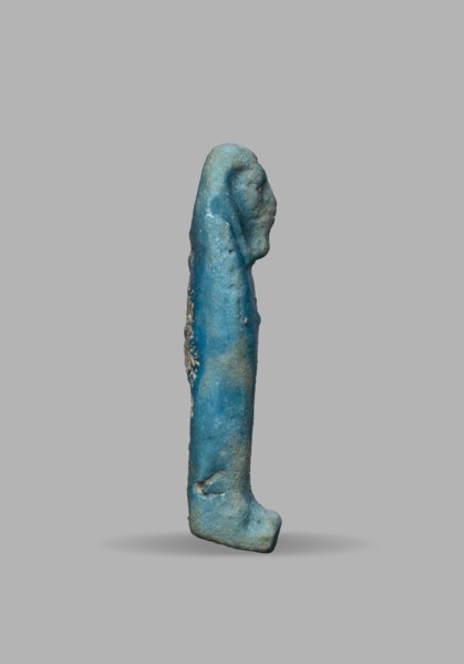 Ushabti, Wigs, funerary figurine, mummy-shaped figurine. The arms are not distinct, with a slight