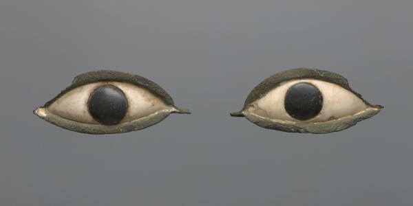 Pair of eyes from a sarcophagus mask. A pair of eyes probably originally placed in a sarcophagus