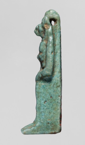 Amulet — figurine of a lion-headed goddess; lionesses; Egyptian deities; Sekhmet ; Wadjit ; Bastet