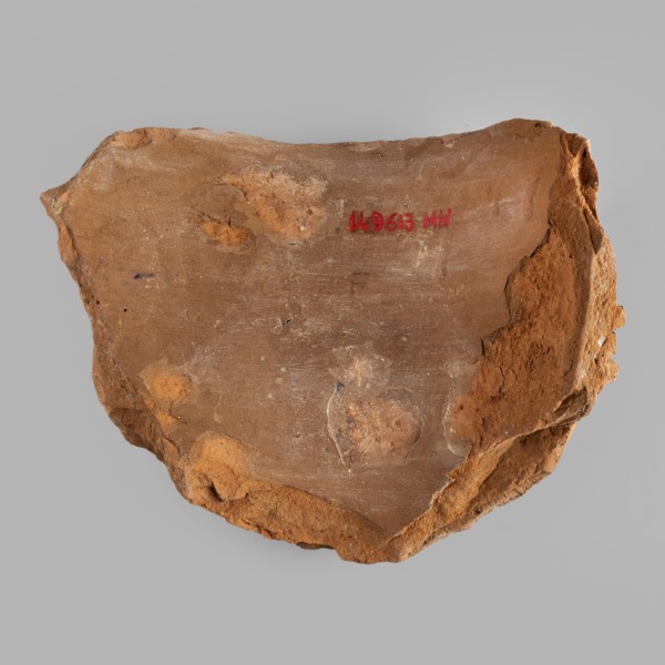 Mask of the god Bes — fragment of a vessel;, Bes Egyptian deity. Egyptian art; Roman period,