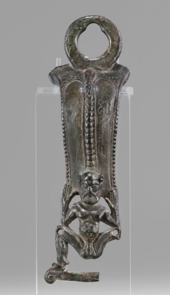 Situla handle with a depiction of Silenus; unknown creator; Silenus mythology; bronze vessel; 1st