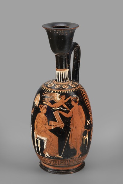 Ariballus lekythos with a depiction of a seated woman, unknown Apulian workshop, Classified