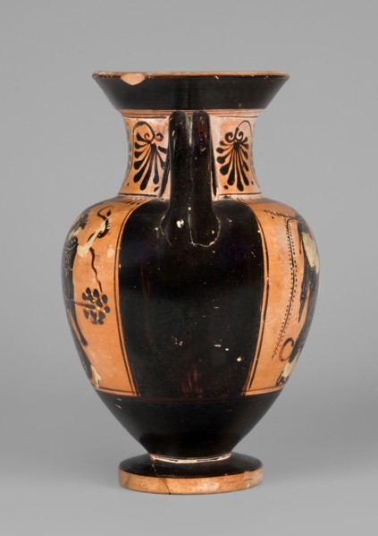 Black-figure neck amphora with a depiction of dancing maenads, The Diosphos Painter ca. 500–475 BC.