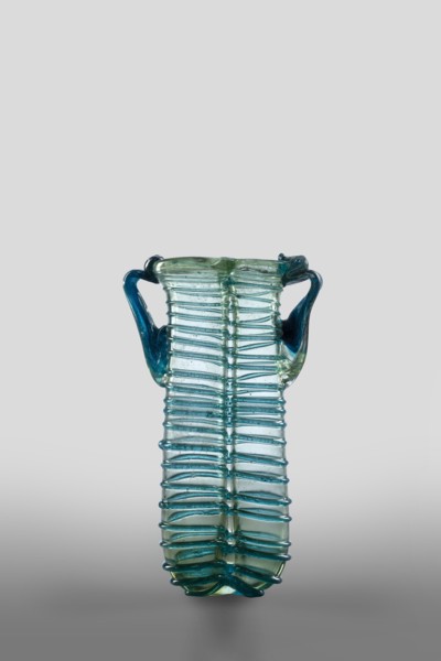 Dilekyt, unknown Syrian workshop; lekythos glass vessel, tube with spirally applied thread folded