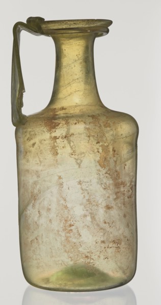 Jug, unknown eastern workshop, Cylindrical body, high neck with flared spout and vertical vice,
