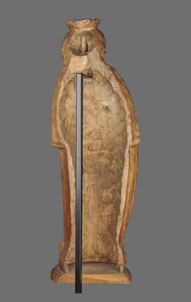 Figure of St. Barbara, St. Barbara d. 306. Medieval wall sculpture, hollowed out from behind the