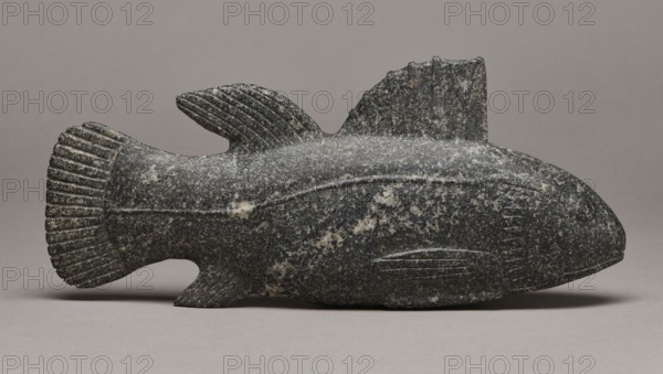 Late Period Egyptian fish figurine, 664–332 BC; figurine, height 29 cm, weight 1.812 kg, A carved