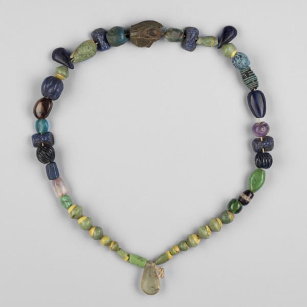 Necklace of 43 different beads, Goluchów Greater Poland Voivodeship. Scaraboids, udjat eyes,
