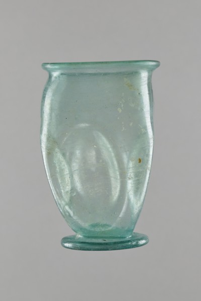 Glass cup, Egypt, 1st–2nd century AD. Isings form 32. Transparent bluish-green glass with slightly