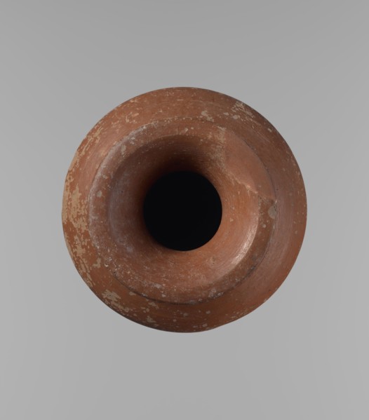 Vessel, Egyptian pottery, ceramic clay vessel. A conical vessel, widest at approximately 3/4 of its