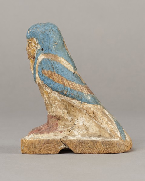 Figurine of the Soul of Ba, Ba mythology; birds, bird iconography; djed pillars iconography; wigs;
