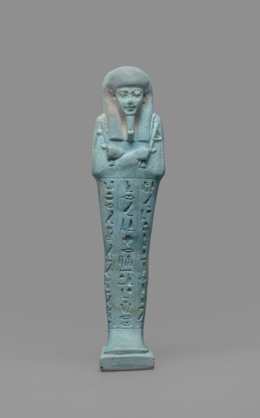 Udja-hera shabti, maker, Udja-hera ca. 380–343 BC. Mummy-shaped funerary figurine shabti, Late