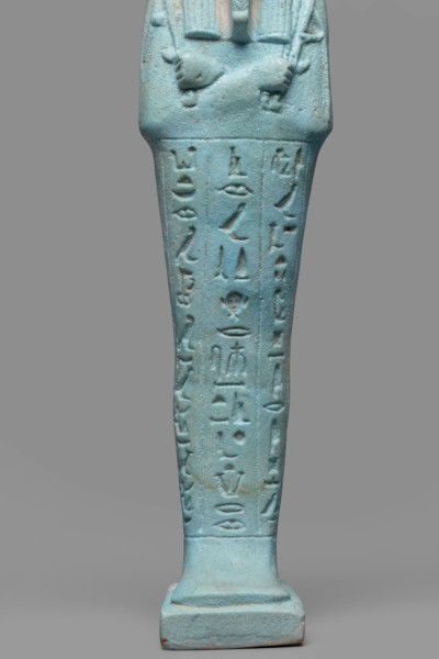 Udja-hera shabti, Udja-hera ca. 380–343 BC. Late Period, 30th Dynasty, Egypt. Mummy-shaped funerary