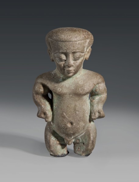 Figurine/amulet of a Ptah-dwarf Pataikos, naked dwarf man with a large head and wide forehead,