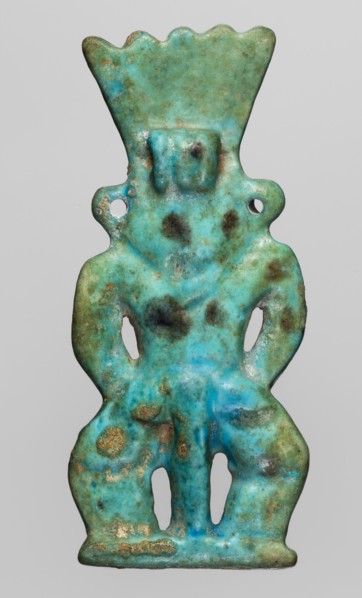 Amulet — god Bes; maker, Bes myth.; Egyptian deity; Late Period, 664–332 BC, Egypt; amulet; height