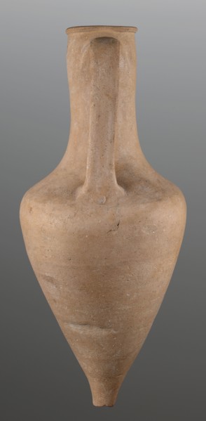 Stamped transport amphora with a Greek inscription Argeio, stamped maker's or official's name.