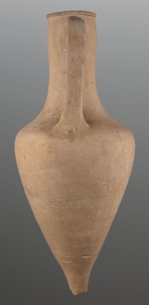 Stamped transport amphora with a Greek inscription Argeio — transport amphora with a pointed bottom