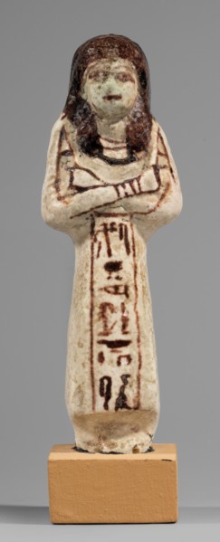 Ushabti of Mrs. As, hieroglyphs, As ca. 1295–1069 BC. Figurine in living costume, loincloth